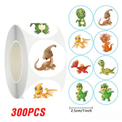 100-500pcs Cartoon Dinosaur Stickers Seal Label Photo Album Decoration for School Reward Sticker Children's Stationery 1 inch (ONLINE ORDER ONLY)