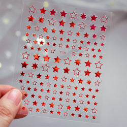 9Pcs 3D Sliver Stars Nails Stickers Bronzing Star Nail Art Decals For DIY Nail Art Decoration Self Adhesive Nail Manicure Parts* (Online Order Only)