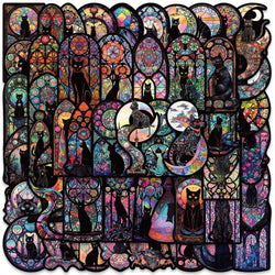 10/50PCS Cool Gothic Dark Black Cat Stickers Creative Tarot Goth Decals Toy DIY Scrapbooking Laptop Phone Luggage Car Sticker (ONLINE ORDER ONLY)