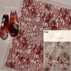 Dreamy Lace Rose Flower Fabric Art Tender Gauze Gird Pearl Pendant Irregular Pattern Nail Art Stickers Decoration Manicure Decal (ONLINE ORDER ONLY)