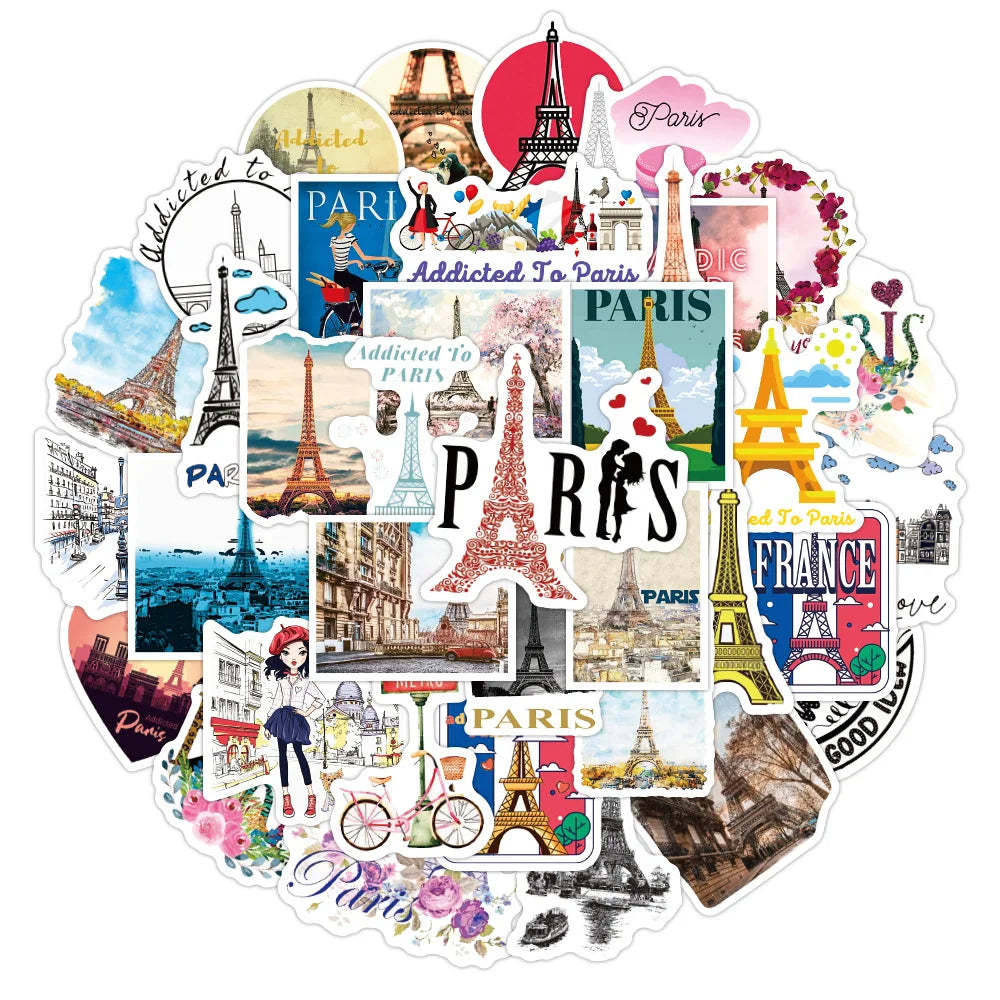 Paris Graffiti Stickers 10/25/50pcs for Scrapbooking, Laptop, Water Bottle, Luggage (Online Order Only)