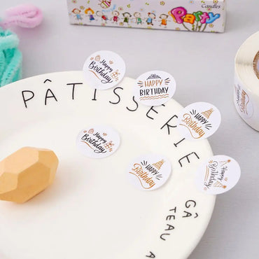 100-500pcs Cute Happy birthday Stickers for Gift Wrapping Decoration Envelope Sealing Label Kids toys Stationery Stickers 1inch (ONLINE ORDER ONLY)