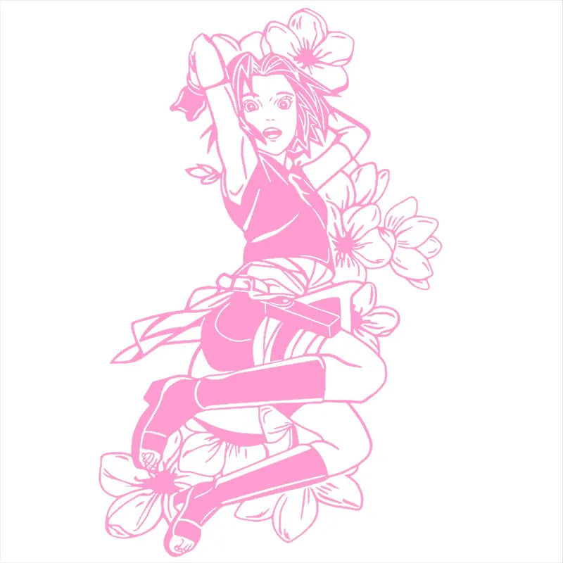 Anime Large Pattern Car Sticker Japanese Anime Cherry Blossom Decoration Window Side Auto Parts Girl Vinyl Decals (ONLINE ORDER ONLY)