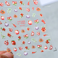 Fig Guava Pitaya Honey Peach Oranges Watermelon Strawberry Apple Pineapple Fruit Nail Art Decoration Stickers Manicure Decals (ONLINE ORDER ONLY)