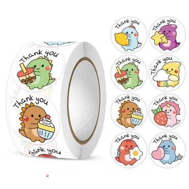 100-500Pcs 3cm Korean Cute  Animal Thank You Stickers Roll for Envelope Student Kid Label Kawaii Stationery Sticker Seal Lable (Online Order Only)