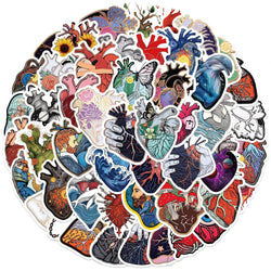 52Pcs Cartoon Art Heart Graffiti Sticker For Suitcase Skateboard Laptop Luggage Phone Styling DIY Decal Stickers (ONLINE ORDER ONLY)