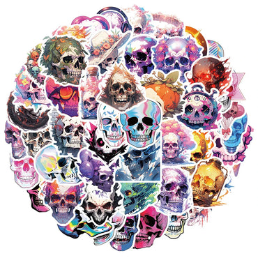 10/30/50pcs Cool Cartoon Skull Waterproof Stickers Skateboard Car Phone Laptop Luggage Motorcycle Bike Decoration Sticker Decals (ONLINE ORDER ONLY)