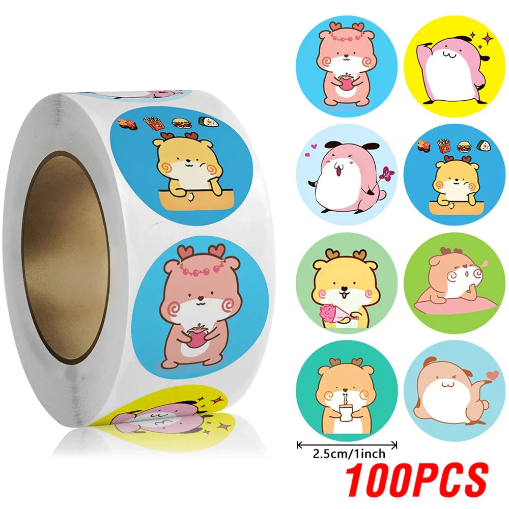 100-500pcs Cute Animal Reward Stickers For School Teacher Stationery Supplies Children's Party Gift Decoration Label (Online Order Only)