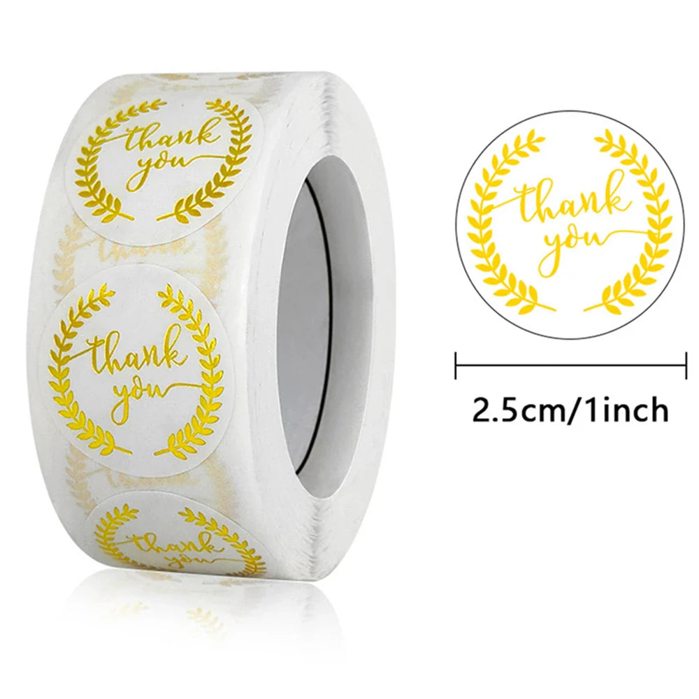 500pcs/roll Flowers Thank You Sticker Labels Round Reward Stickers Wedding Party Decor Envelope Seals Stickers Stationery (ONLINE ORDER ONLY)