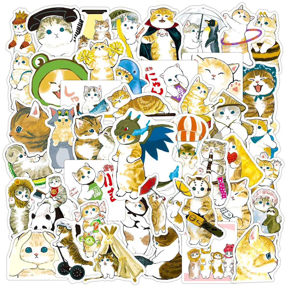 50pcs Ink Cat Graffiti Stickers for Helmet, Wall, DIY Decoration Wholesale (Online Order Only)