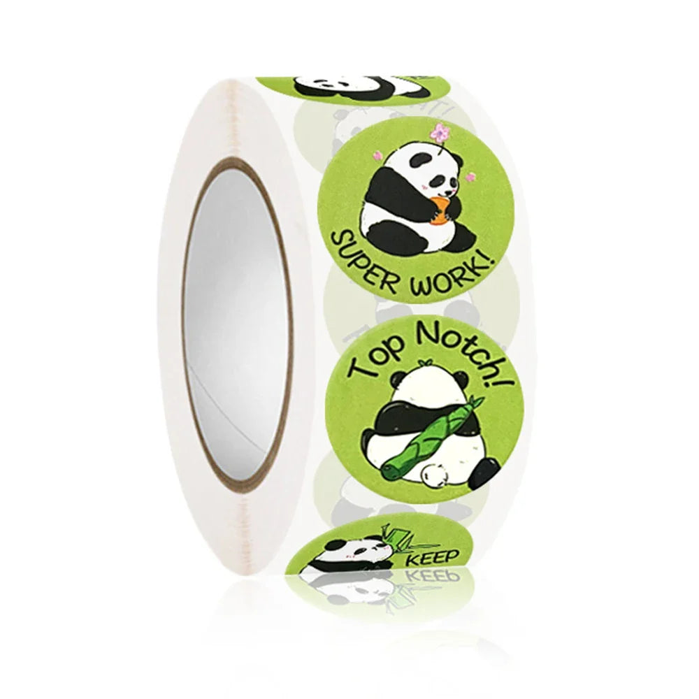 100-500pcs Cute Animal Panda Stickers for Envelope Praise Reward Student Work Label Stationery Seal Lables 1inch/2.5cm (ONLINE ORDER ONLY)