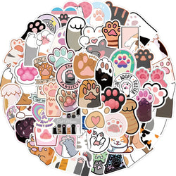 61PCS Cartoon Cat Paw Stickers For Phone Suitcase Ipad Stationery Laptop Cartoon Sticker DIY Craft Supplies Decals Toys (Online Order Only)