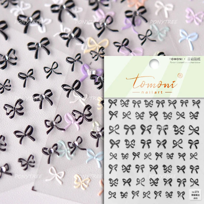 White Pearl Various Bowknot Line Tassel Tender Ribbon Arc Charming Self Adhesive Nail Art Decorations Stickers Manicure Decals (ONLINE ORDER ONLY)