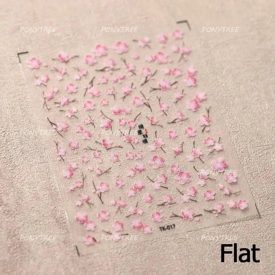 Chic Begonia Flower Miss-grass Pink Gradient Cherry-apple Tree Leaves Peach Blossom Adhesive Nail Art Spring Nail Stickers Decal (ONLINE ORDER ONLY)