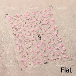 Chic Begonia Flower Miss-grass Pink Gradient Cherry-apple Tree Leaves Peach Blossom Adhesive Nail Art Spring Nail Stickers Decal (ONLINE ORDER ONLY)
