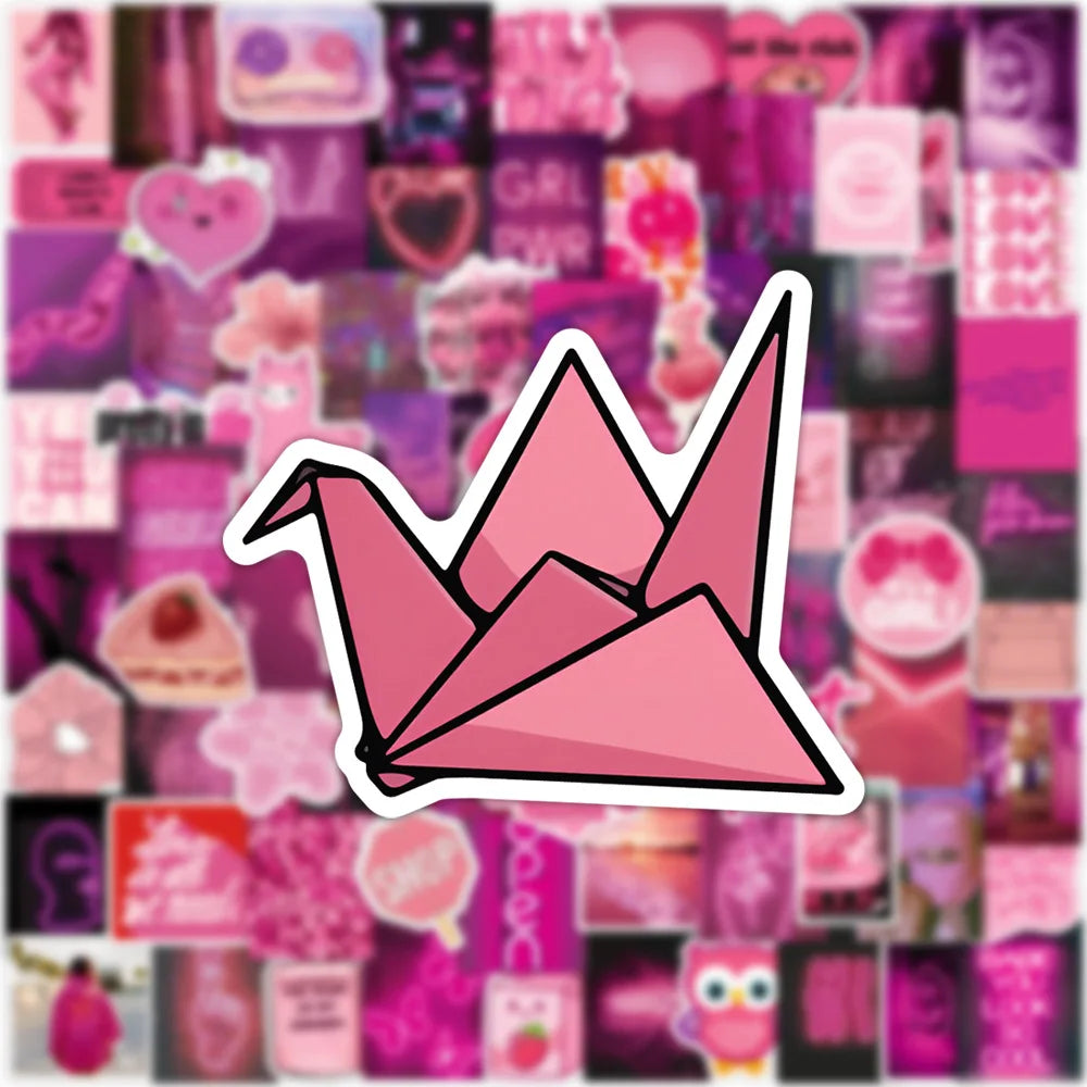 10/30/50/100PCS Cute Pink Stickers Graffiti Cartoon Decals Waterproof DIY Toys Motorcycle Phone Suitcase Guitar Fridge Toys Gift (ONLINE ORDER ONLY)