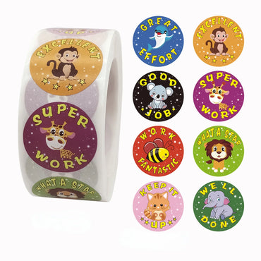 100-500 Pcs 2.5cm Animal Stickers Roll for Envelope Praise Reward Student Work Label Stationery Seal Lable Children with Gifts (ONLINE ORDER ONLY)