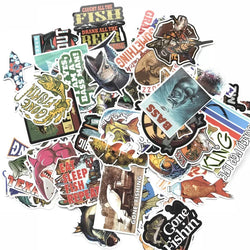 Outdoor Fishing Stickers Pack: Laptop, Skateboard, Luggage, Car, Bike Decals (ONLINE ORDER ONLY)