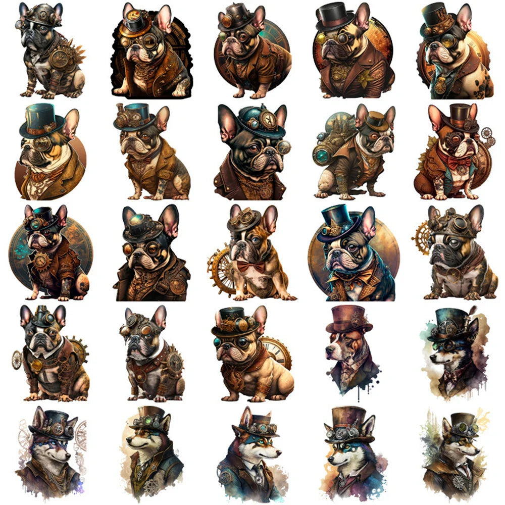 10/30/50pcs Cool Retro Gothic Steampunk Dog Waterproof Stickers Decals Skateboard Suitcase Car Laptop Decoration Sticker Kid Toy (Online Order Only)