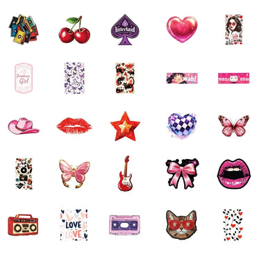 10/30/50PCS Kawaii Hot Love Sticky PVC Sticker Aesthetic DIY Colorful Decoration Scrapbooking Hand Accounting Supplies for Kids (ONLINE ORDER ONLY)