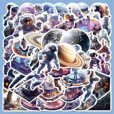 10/50Pcs Space Astronaut Stickers Laptop Refrigerator Ledger Phone Case Luggage Decoration Waterproof DIY Sticker Toys for Kids (ONLINE ORDER ONLY)