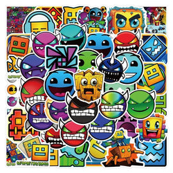 50pcs Geometry Dash Stickers for Suitcase, Water Cup, Phone, Scooter, Notebook, Refrigerator (Online Order Only)