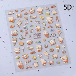 Lovely Dog Puppy Dream Heart Flower Star Pizza Food Sugar Skewers Strawberry Desserts Adhesive Nail Art Stickers Manicure Decals (Online Order Only)