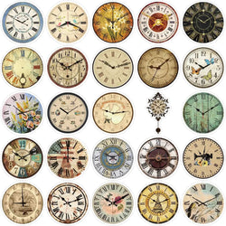 10/25/50pcs Retro clock Stickers Decals Cartoon Graffiti DIY  Notebook Luggage Wall Decoration PVC Sticker (ONLINE ORDER ONLY)