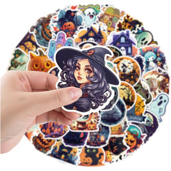 10/30/50/100/200pcs Cool Cartoon Halloween Witch, Pumpkin, Ghosts, and more Sticker Packs (Online Order Only)