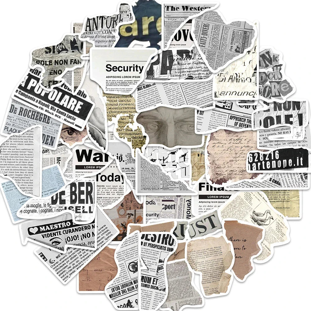 10/30/52PCS Vintage Fragment Graffiti Stickers Retro Decals DIY Phone Stationary Notebook Suitcase Guitar Bike Kids Sticker Toys (ONLINE ORDER ONLY)