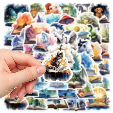 10/50pcs Cute Magic Animals in Book Graffiti Stickers Aesthetic DIY Skateboard Laptop Luggage Waterproof Cool Kid Toy Sticker (Online Order Only)