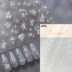 Charming Beautiful Black White Small Butterfly Flower Petal Love Heart Bowknot 5D Self Adhesive Nail Art Sticker Manicure Decals (Online Order Only)