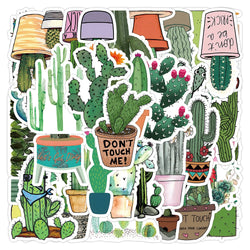 10/53Pcs Cute Plants Cactus Graffiti Stickers Decals for Kids Toys Laptop Phone Luggage Scrapbook Skateboard Creative Sticker (Online Order Only)