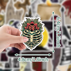 Horror Gothic Skull Stickers Waterproof PVC Skateboard Notebook Graffiti 10/30/50PCS (ONLINE ORDER ONLY)