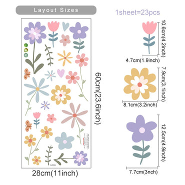 Cartoon Flower Wall Stickers for Kids Nursery Bedroom Decor Removable PVC Decals (ONLINE ORDER ONLY)