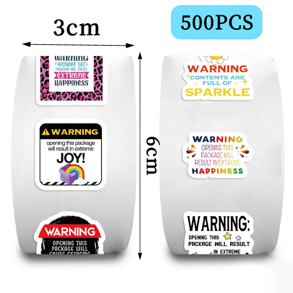 500pcs Warning Phrase Reward Sticker Roll Labels Cartoon Roll Sticker for Kids Gift Decor Envelope Sealing Scrapbooking (Online Order Only)