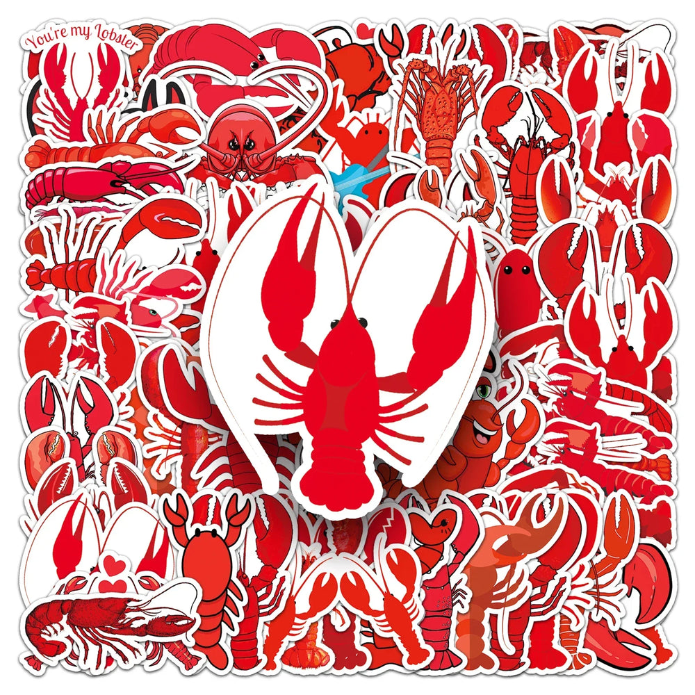 50Pcs Crayfish Cartoon Waterproof Vinyl Stickers for Skateboard Snowboard (ONLINE ORDER ONLY)