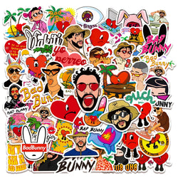 Bad Bunny Stickers Pack: Cartoon Graffiti Decals for Laptop, Suitcase, Fridge, Notebook - Teen Gift (ONLINE ORDER ONLY)