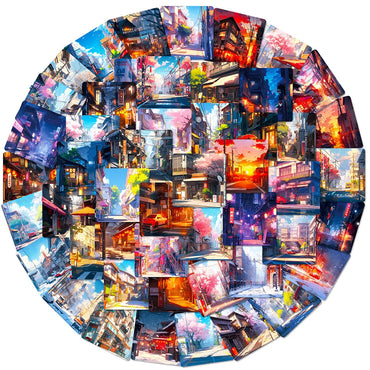 10/30/50pcs INS Kawaii Street Landscape Anime Stickers Aesthetic Scrapbook Laptop Fridge Phone Suitcase Decoration Sticker Toys (ONLINE ORDER ONLY)