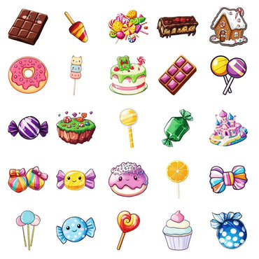 10/30/50PCS Kawaii Candy Colorful Sticky PVC Sticker Aesthetic DIY Decoration Scrapbooking Hand Accounting Supplies for Kids (ONLINE ORDER ONLY)