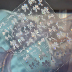 Dreamy Shiny Bowknot Ribbon Lace Delicate Tie Charming 5D Nail Art Decoration Sticker Self Adhesive Manicure Decal DIY Wholesale (ONLINE ORDER ONLY)
