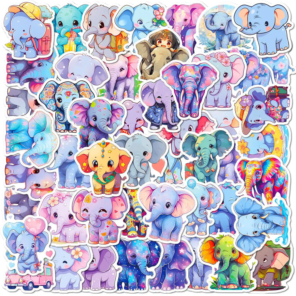 Elephant Cartoon Stickers for Scrapbook, Water Bottle, Phone, Laptop, Guitar - 10/25/50pcs (Online Order Only)