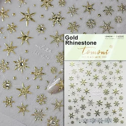 Shiny White Pink Blue Gold Snowflakes Hexagon Water Bubbles Winter 5D Self Adhesive Nail Art Stickers Rhinestone Manicure Decals (ONLINE ORDER ONLY)