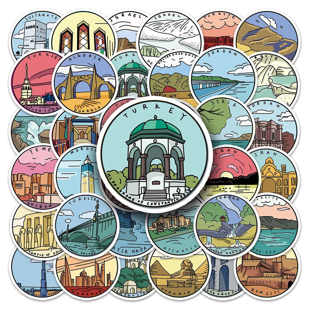 Middle East Places Sticker Set for Phone Laptop Luggage Skateboard Decals (ONLINE ORDER ONLY)