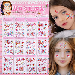 12Pcs 3D Stickers On The Face Rhinestone Makeup Bright Face Art Sticker Girl's Temporary Tattoo Rhinestone For Strasse Makeup &* (Online Order Only)