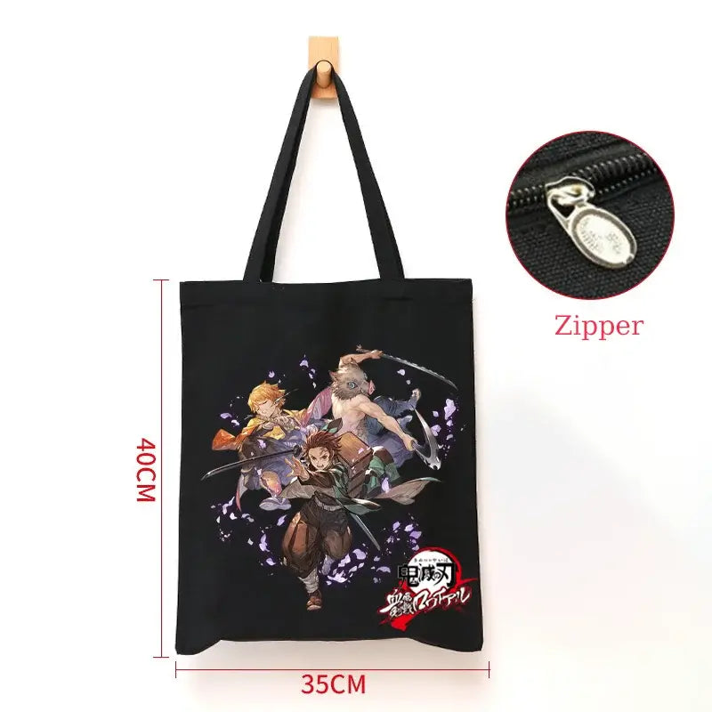 Demon Slayer Canvas Bag: Nezuko & Tanjiro Zipper Tote (ONLINE ORDER ONLY)