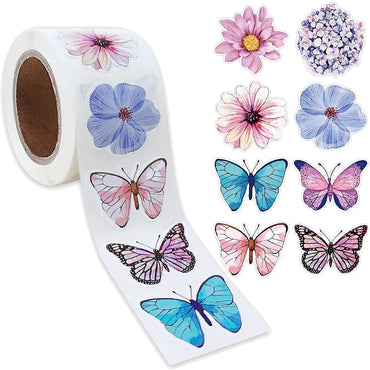 100-500pcs Butterfly Flower Sticker 8 Design Colorful Butterfly Decals Cute Stickers Party Decoration Scrapbook Stationery (ONLINE ORDER ONLY)