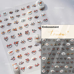 Cat Kitten Star Tree Bell Angel Bowknot Snowman Envelope Pinecone Bone Adhesive Nail Art Stickers Cup Rhinestone Manicure Decals (ONLINE ORDER ONLY)