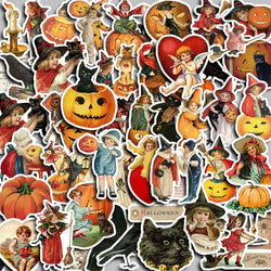 Retro Horror Halloween Pumpkin Stickers for Phone Laptop Luggage Skateboard Decals (ONLINE ORDER ONLY)