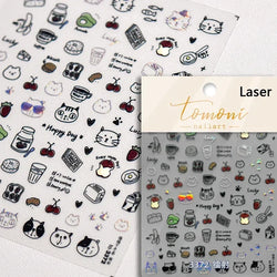 Cute Cat Eye Fishbone Animals Leopard Cat Ginger Cat Kitten Exclamation Point Paw Self Adhesive Nail Art Sticker Manicure Decals (ONLINE ORDER ONLY)